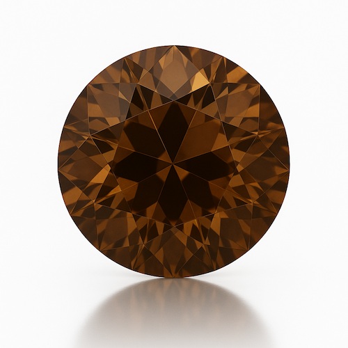 Round OE Cut Vivid Brown Moissanite Loose Stone